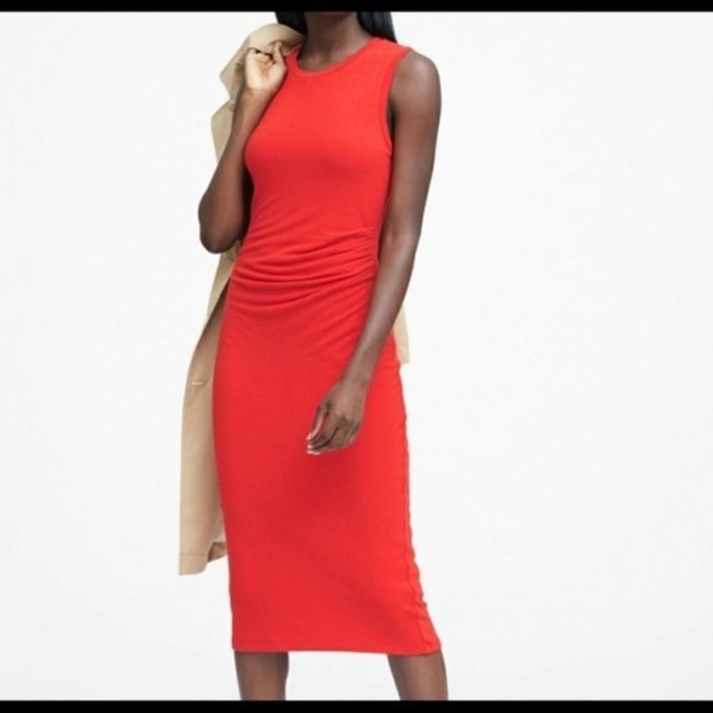 Banana Republic Sleeveless Ruched Dress Red Size XXSP